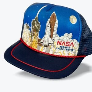 1990s Kandi Tops NASA Kennedy Space Center‎ Shuttle Launch Trucker Hat Vintage